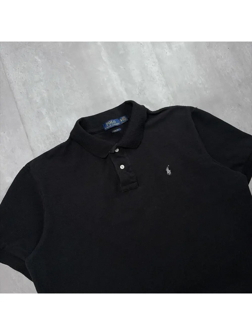 Y2K Black Polo Ralph Lauren Grunge Skater Polo Shirt